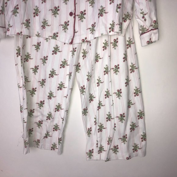 Charter Club 2PC Pajama Set White w/Red Roses Medium - Picture 4 of 13